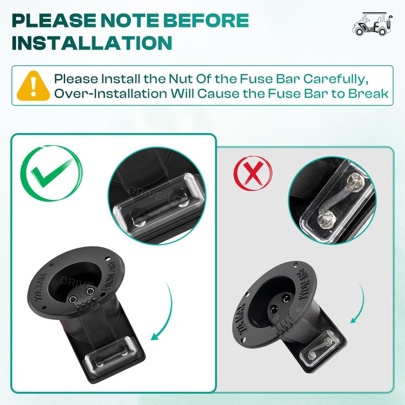 Drive-up Club Car 48V Charger Receptacle with Fuse Assembly for 2000-Up Electric Golf Cart, Club Car DS Charging Port OEM 101802101 101846801 - Image 3